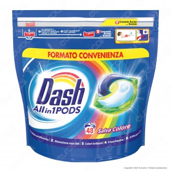 Dash All in 1 Pods Salvacolore Detersivo in Capsule - Confezione da 48 Pastiglie