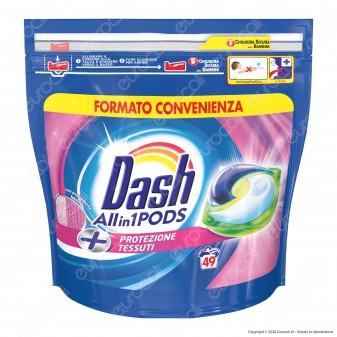 Dash All in 1 Pods Protezione Tessuti Detersivo in Capsule - Confezione da 49 Pastiglie