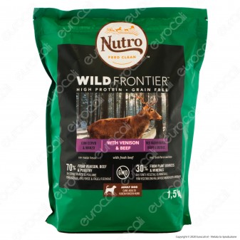 Nutro Wild Frontier con Manzo Pollame e Cervo Cibo per Cani Adulti Taglia Medio Grande - Busta da 1,5Kg