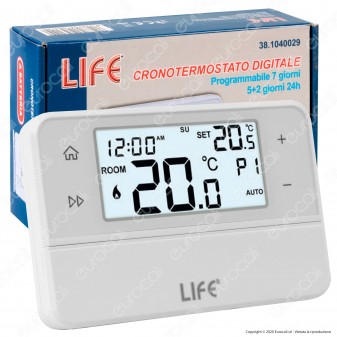 Life Cronotermostato Digitale Programmabile con Display a Batteria- mod. 38.1040029
