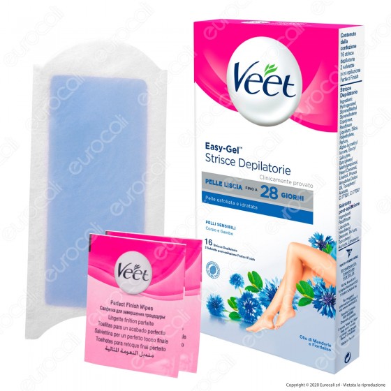Veet Strisce Depilatorie Corpo Easy Gelwax Technology per Pelli Sensibili - Confezione 16pz Veet Strisce Depilatorie Corpo Easy Gelwax Technology per Pelli Sensibili - Confezione 16pz
