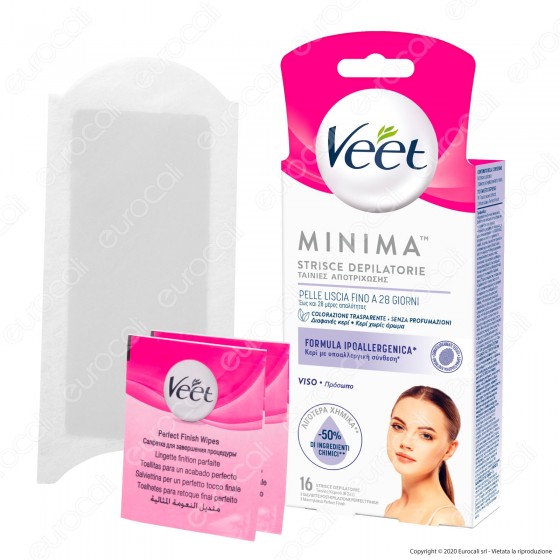 Veet Minima Strisce Depilatorie Viso con Formula Ipoallergenica - Confezione 16pz Veet Minima Strisce Depilatorie Viso con Formula Ipoallergenica - Confezione 16pz