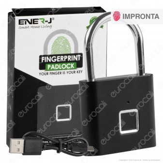 Ener-J Bluetooth Fingerprint Padlock Lucchetto Smart con Bluetooth e Impronta Digitale - mod. SHA5260