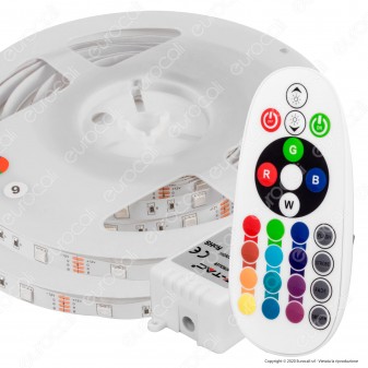 V-Tac VT-5050 Kit con Striscia LED 5050 Multicolore RGB 5mt Controller e Alimentatore - SKU 2558 