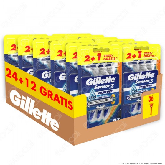 Gillette Rasoio Uomo Sensor3 Comfort Usa e Getta - Confezione da 36 Rasoi Gillette Rasoio Uomo Sensor3 Comfort Usa e Getta - Confezione da 36 Rasoi
