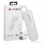 Immagine 1 - V-Tac VT-6700 Auricolare Bluetooth Headset Colore Bianco - SKU 7701