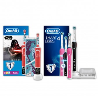 Kit Oral-B Spazzolini Elettrici Ricaricabili per la Famiglia Smart 4 4900 e Vitality Frozen 2