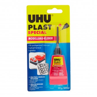 UHU Plast Special Adesivo per Materiale Plastico - Flacone con Ugello Fine a Spillo 34ml