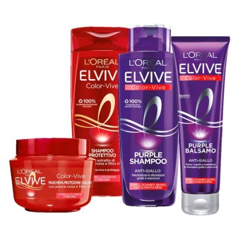 L'Oréal Paris Elvive Color-Vive Kit Shampoo Maschera e Balsamo per i Capelli Colorati - 4 Pezzi