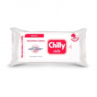 Chilly Ciclo Salviettine Intime Biodegradabili Ph 3.5 con Formula Antiodore - Confezione da 12 Salviettine