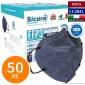 Immagine 1 - Sicura Protection 50 Mascherine Protettive Colore Blu Elastici Neri