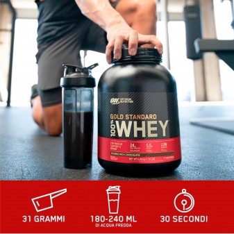 Optimum Nutrition Gold Standard 100% Whey Proteine e Aminoacidi in Polvere Gusto Doppio Cioccolato - Barattolo da 2,26kg