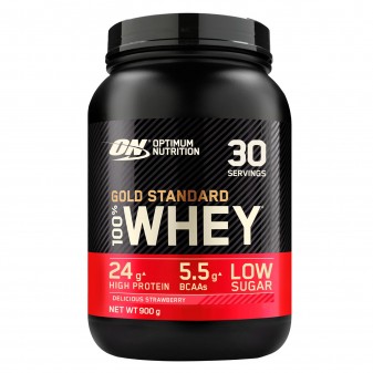 Optimum Nutrition Gold Standard 100% Whey Proteine Aminoacidi in Polvere Gusto Fragola - Barattolo da 900g
