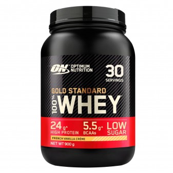 Optimum Nutrition Gold Standard 100% Whey Proteine Aminoacidi in Polvere Gusto Crema di Vaniglia Francese - Barattolo da 900g