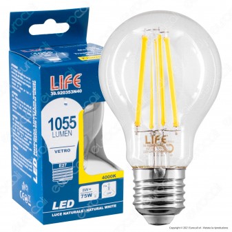 Life Lampadina LED E27 8W Bulb A60 Filamento - mod. 39.920353N40