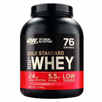 Optimum Nutrition Gold Standard 100% Whey Proteine Aminoacidi in Polvere Gusto Fragola - Barattolo da 2,28kg