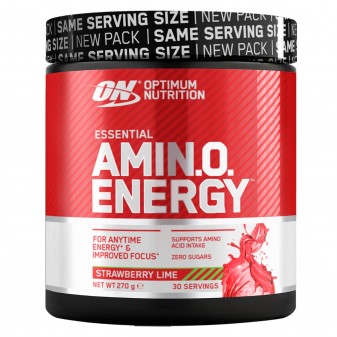 Optimum Nutrition Essential Amino Energy Aminoacidi Vitamina C e Caffeina al Gusto Fragola e Lime - Barattolo da 270g