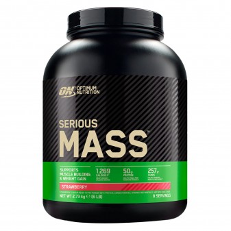 Optimum Nutrition Serious Mass Proteine Whey in Polvere per Sviluppo Muscolare alla Fragola - Barattolo da 2,73Kg  