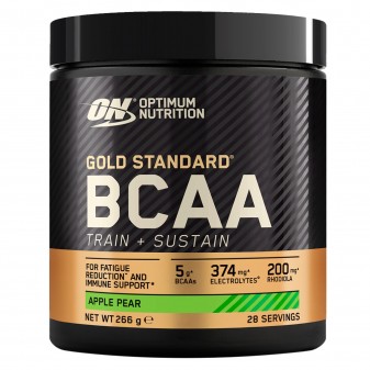 Optimum Nutrition Gold Standard BCAA Train Sustain Aminoacidi Ramificati in Polvere Gusto Mela e Pera - Barattolo 266g