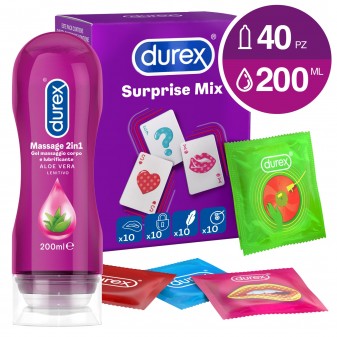 KIT Premium Durex Surprise Mix e & Gel Massage 2in1 Aloe Vera 200ml