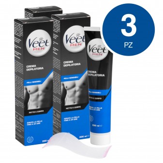 KIT Veet Men Crema depilazione pelli sensibili x3