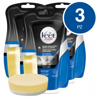 KIT Veet Men Crema depilazione pelli sensibili (sotto la doccia) x3