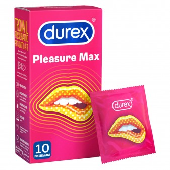 Preservativi Durex Pleasure Max con Forma Easy-On e Rilievi Stimolanti - Confezione 10 Profilattici
