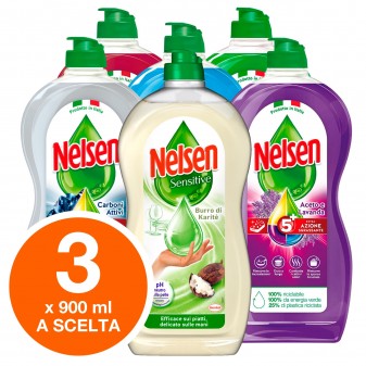 Nelsen Detersivo Piatti Sgrassante - Kit Composto da 3 Flaconi da