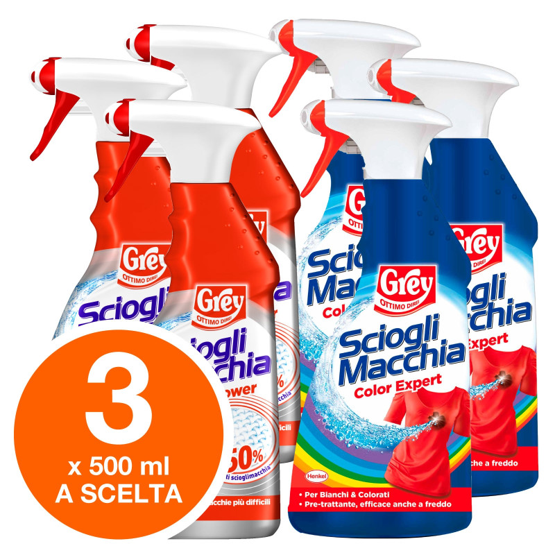 Grey Sciogli Macchia Pre Trattante Spray - Kit Composto da 3 Flaconi Grey Sciogli Macchia Pre Trattante Spray - Kit Composto da 3 Flaconi
