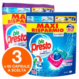 Bio Presto Power Caps 3in1 Detersivo in Capsule per Lavatrice - Kit