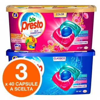 Bio Presto Power Caps 3in1 Detersivo in Capsule per Lavatrice - Kit