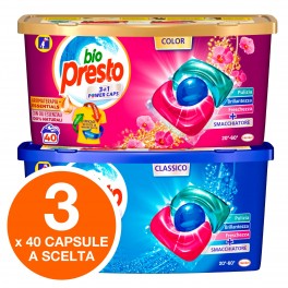 Bio Presto Power Caps 3in1 Detersivo in Capsule per Lavatrice - Kit