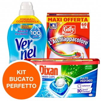 Kit Bucato Perfetto Detersivo Dixan Power Caps + Ammorbidente Vernel