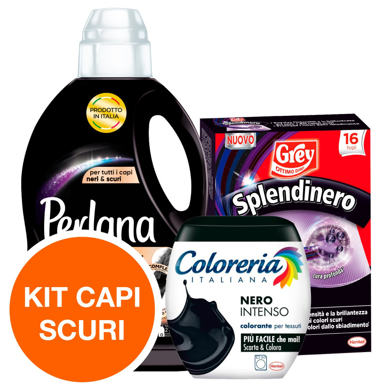 Kit Capi Scuri Detersivo Perlana Renew&Repair + 16 Fogli Splendinero Kit Capi Scuri Detersivo Perlana Renew&Repair + 16 Fogli Splendinero