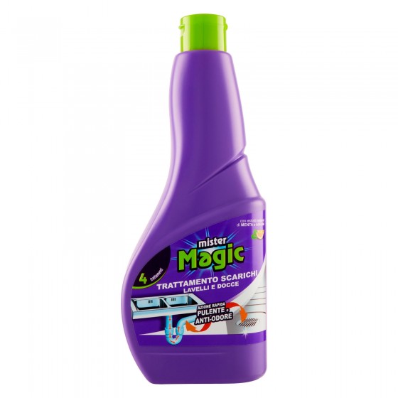 Mister Magic Trattamento Scarichi Lavelli e Docce - Flacone da 500ml Mister Magic Trattamento Scarichi Lavelli e Docce - Flacone da 500ml