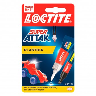 Loctite Super Attak Plastica - Blister con 1 Attivatore Flacone da 2g e 1 Colla Flacone da 4ml