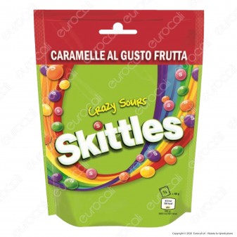 Skittles Crazy Sours Caramelle alla Frutta al Gusto Aspro - Busta da
