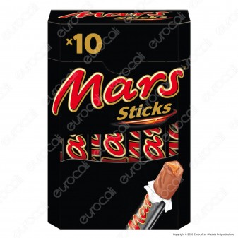 Mars Sticks Snack con Malto e Caramello Ricoperto di Cioccolata - Box con 10 Barrette da 21g