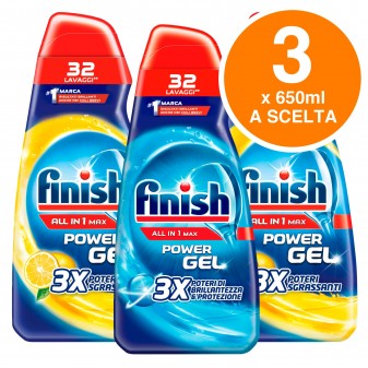 Finish Power Gel Tutto in 1 Classico o Limone - 3 Flaconi a Scelta