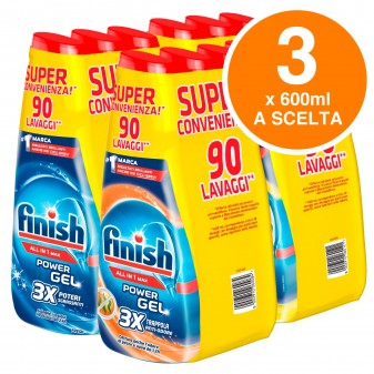 Finish Power Gel All in 1 Max Detersivo per Lavastoviglie Kit da 3