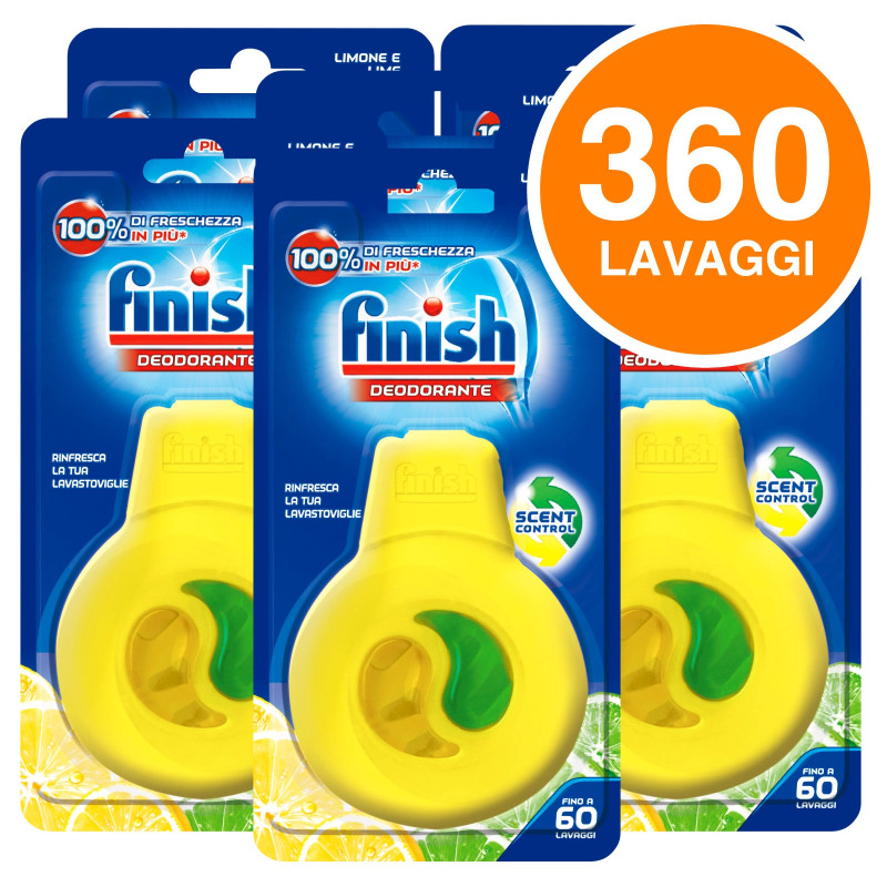 Finish Deodorante al Limone e Lime per Lavastoviglie - 6 Confezioni