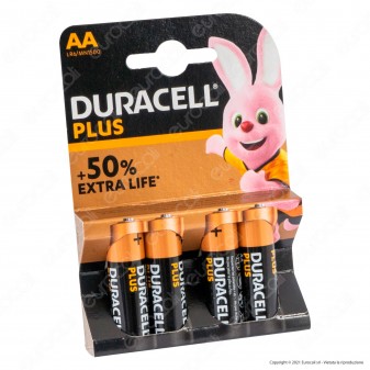 Duracell Plus Alcaline Stilo AA / LR6 / MN1500 - Blister 4 Batterie