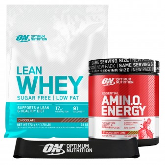 Optimum Nutrition Lean Whey al Cioccolato 772g e Amino Energy Fragola