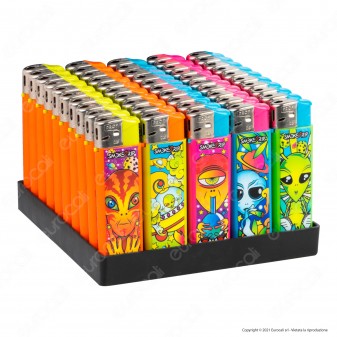 SmokeTrip Color Accendini Elettronici Fantasia Alien - Box da 50 Accendini