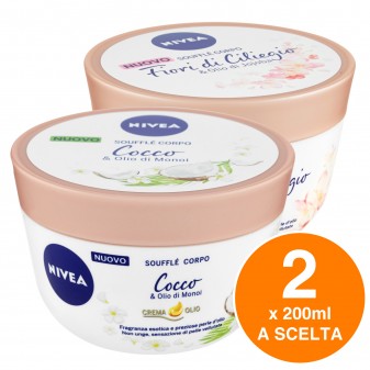 Nivea Soufflé Corpo Crema Idratante Cocco e Olio di Monoi o Fior di Ciliegio...