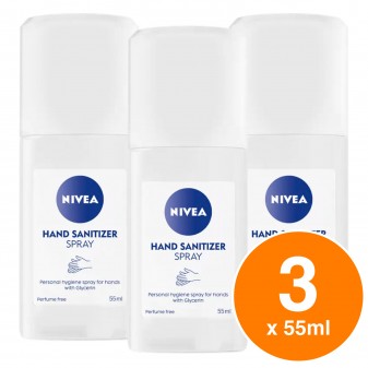 Nivea Spray Igienzzante Mani con Antibatterico - 3 Flaconi da 55 ml
