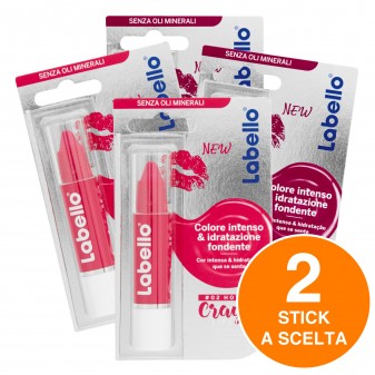 Labello Crayon Lipstick Matitone Labbra Idratante - Kit da 2 Stick a Scelta