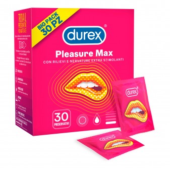 Preservativi Durex Pleasure Max Easy-On con Rilievi Stimolanti - Scatola 30...